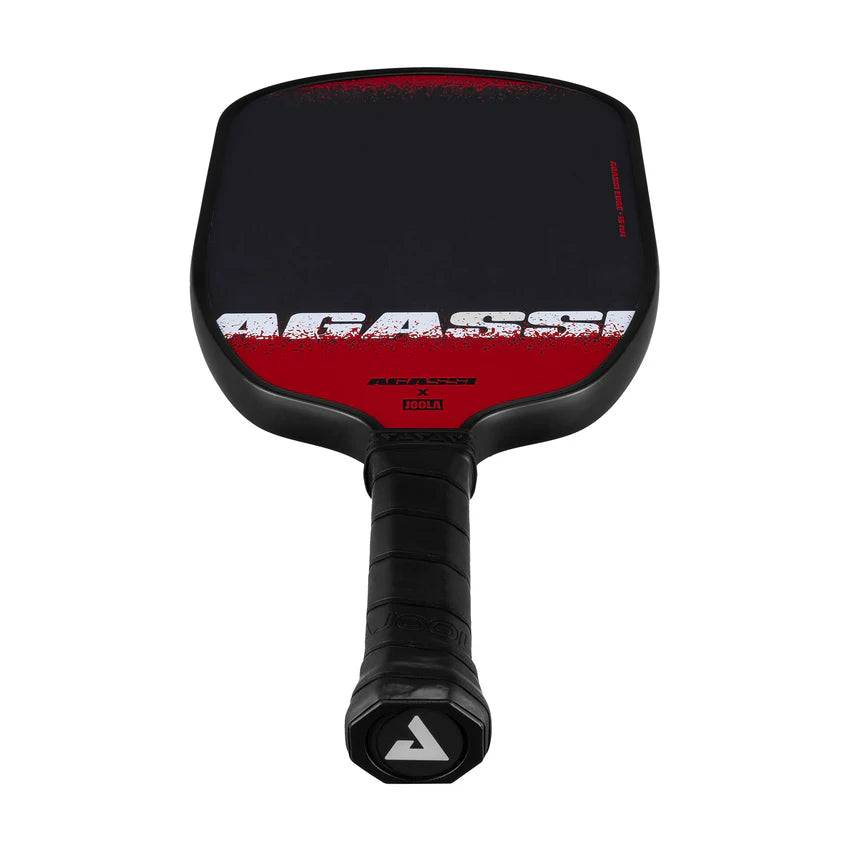 JOOLA Agassi Edge 16MM ピックルボール パドル ボトムビューとグリップエンドのディテール