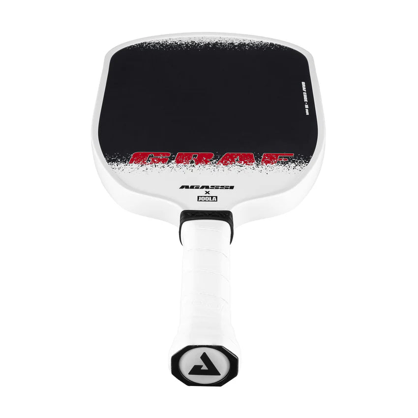 JOOLA Graf Edge 16MM ピックルボール パドル ボトムビューとグリップエンドのディテール