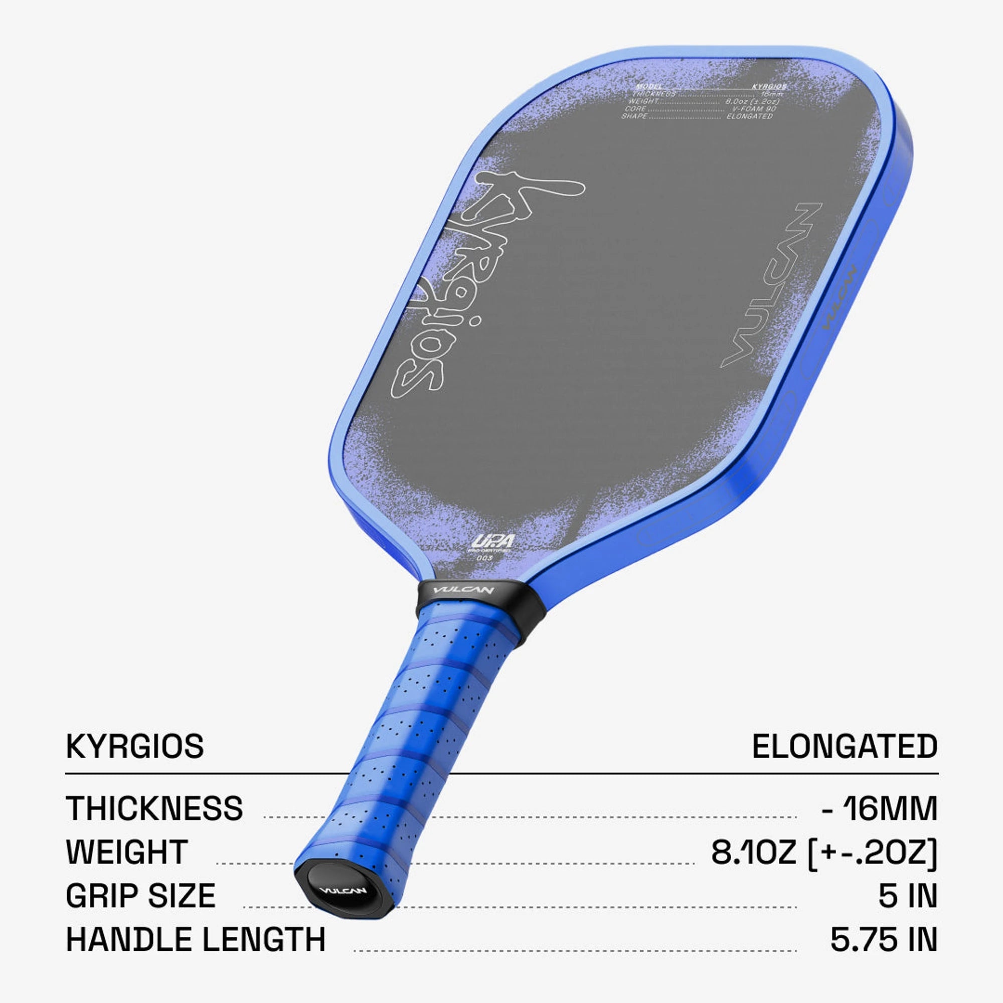 VULCAN CHPT 01 Kyrgios Elongated — Specifications